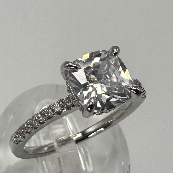 Womens Silver Plated Brass Ring Cubic Zirconia - Picture 4 of 15